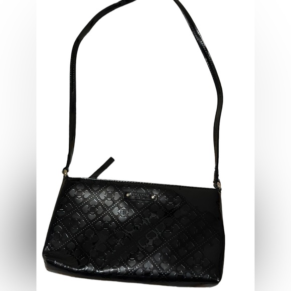 kate spade Bags Kate Spade Black Patent Leather Spade Logo Embossed